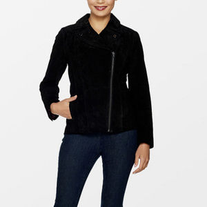 Isaac Mizrahi Black Suede Moto Jacket